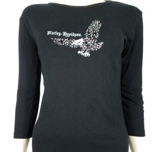Harley-Davidson Black Long Sleeve Tee with Eagle Design